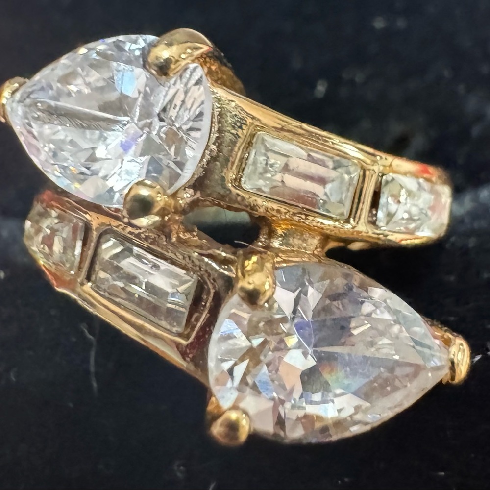 Gold and white stone ring